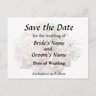 Pale Pink Hydrangea With Baby Breath Announcement Postcard