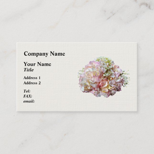 Pale Pink Hydrangea With Baby Breath Business Card (Front)