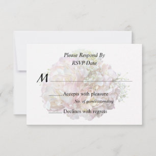 Pale Pink Hydrangea With Baby Breath RSVP Card