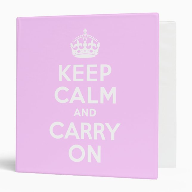 Pale Pink Keep Calm and Carry On 3 Ring Binder (Front/Inside)