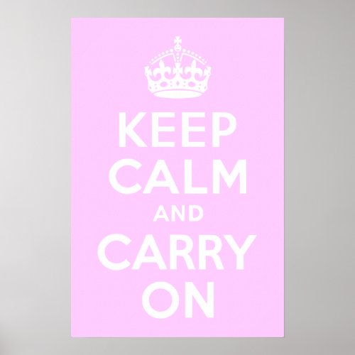 Pale Pink Keep Calm and Carry On Poster