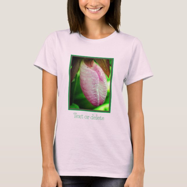 Pale Pink Lady Slipper Orchid Flower Personalized T-Shirt (Front)