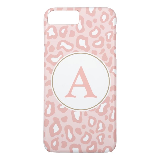 Pale Pink Leopard Monogram iPhone 7 Plus Case (Back)