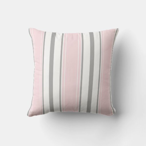 Pale Pink Light Gray White Stripes Pattern | Throw Pillow | Zazzle