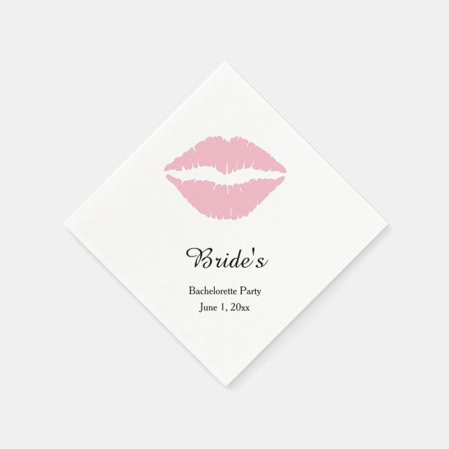 Pale Pink Lipstick Bachelorette Party Napkins (Corner)