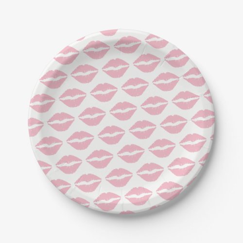 Pale Pink Lipstick Pattern Paper Plates