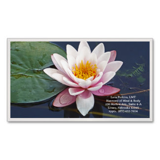 "PALE PINK LOTUS BLOSSOM" Premium Canvas (Gloss) Business Card Magnet