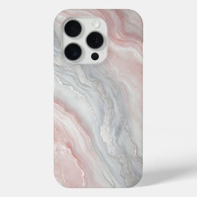 Pale Pink Marble with Silver Highlights Case-Mate iPhone Case (Back)