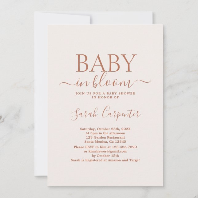 Pale Pink Minimal Boho Baby Shower Invitation (Front)
