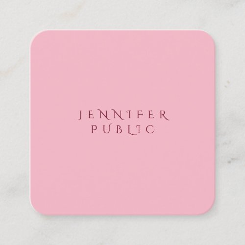 Pale Pink Modern Creative Simple Design Template Square Business Card