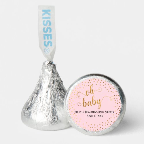 Pale Pink Oh Baby Faux Gold Foil Confetti Hersheys Kisses