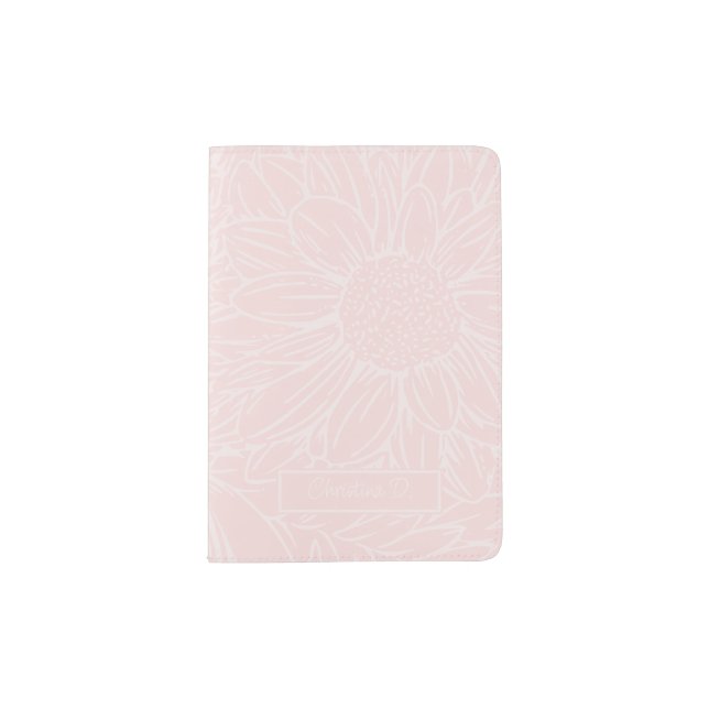  Pale Pink on Pink Chrysanthemums with Name Passport Holder (Front)