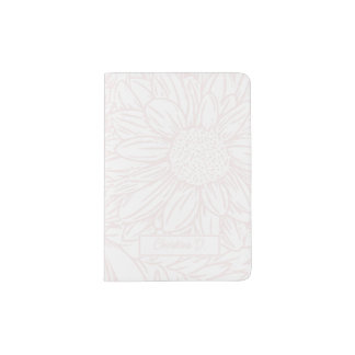  Pale Pink on Pink Chrysanthemums with Name Passport Holder