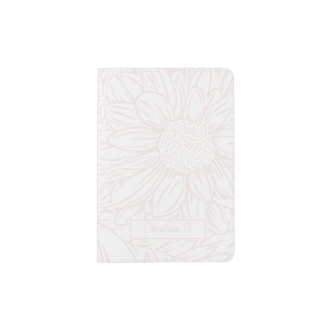  Pale Pink on Pink Chrysanthemums with Name Passport Holder (Front)