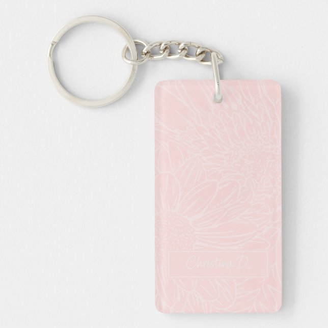 Pale Pink on Pink Chrysanthemums with Photo Keychain (Front)