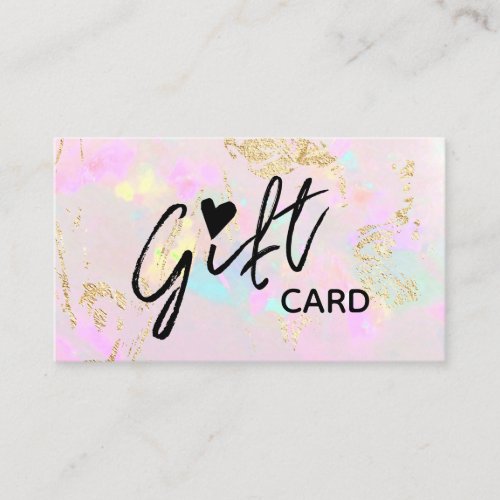 pale pink opal gift certificate card