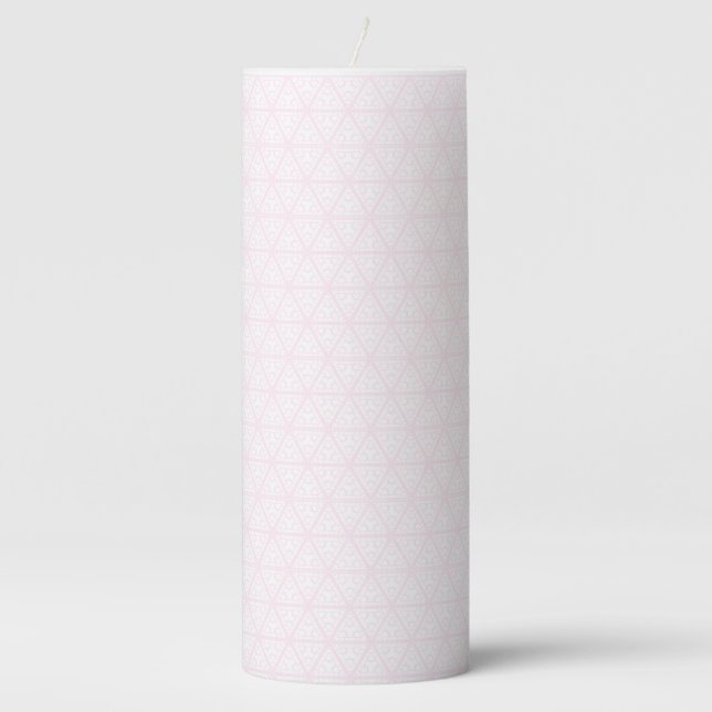 Pale pink pattern pillar candle (Front)