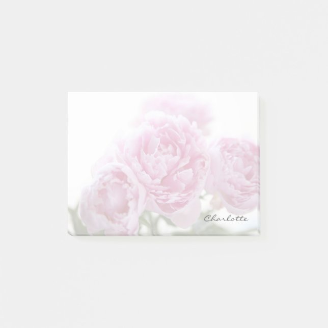Pale pink peonies fade post-it notes (Front)