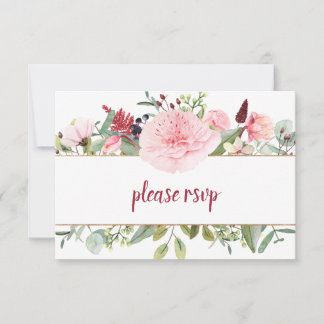 Pale Pink Peonies Greenery RSVP Card