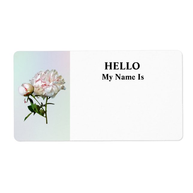 Pale Pink Peony and Bud Label (Front)