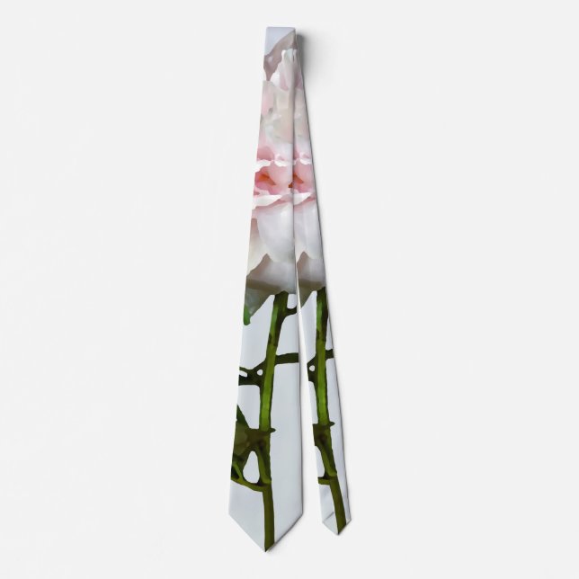 Pale Pink Peony and Bud Neck Tie (Front)