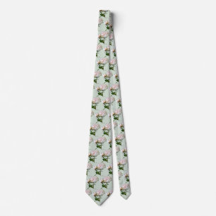 Pale Pink Peony and Bud Neck Tie