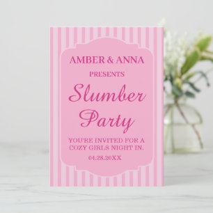PALE PINK PEROSNALIZED NAME SLUMBER PARTY INVITATION