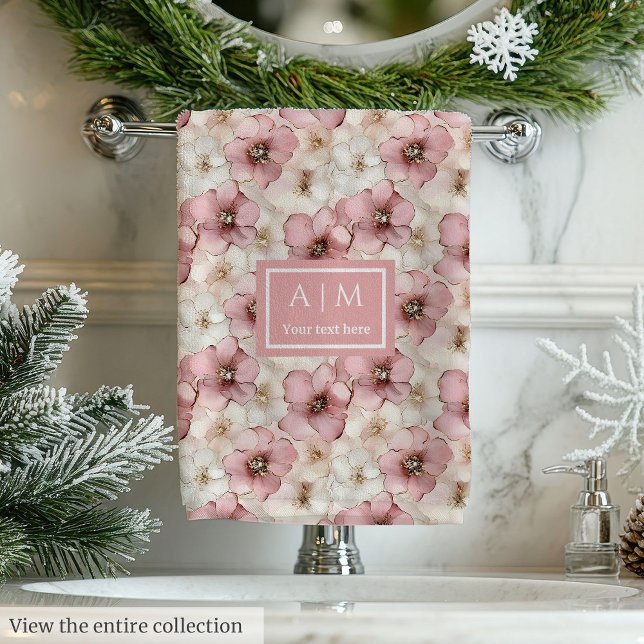 Pale Pink Petals Towel Chic Custom Name Bathroom (Pale Pink Petals Towel Chic Custom Name Bathroom Art)