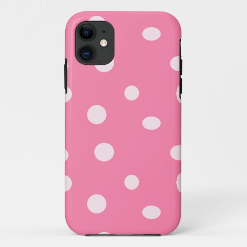 Pale pink polka dots on pink iPhone 11 case