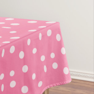Pale pink polka dots on pink tablecloth