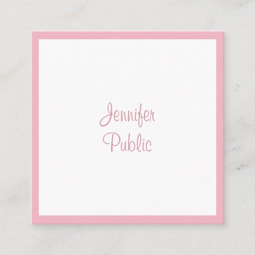 Pale Pink Professional Handwritten Template Modern Square Business Card