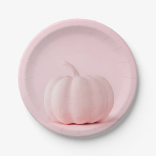 Pale pink pumpkin paper plate