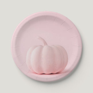 Pale pink pumpkin paper plate