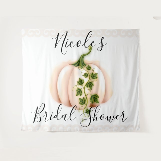 Pale Pink Pumpkin Storybook Chic Fall Wedding Tapestry (Front (Horizontal))