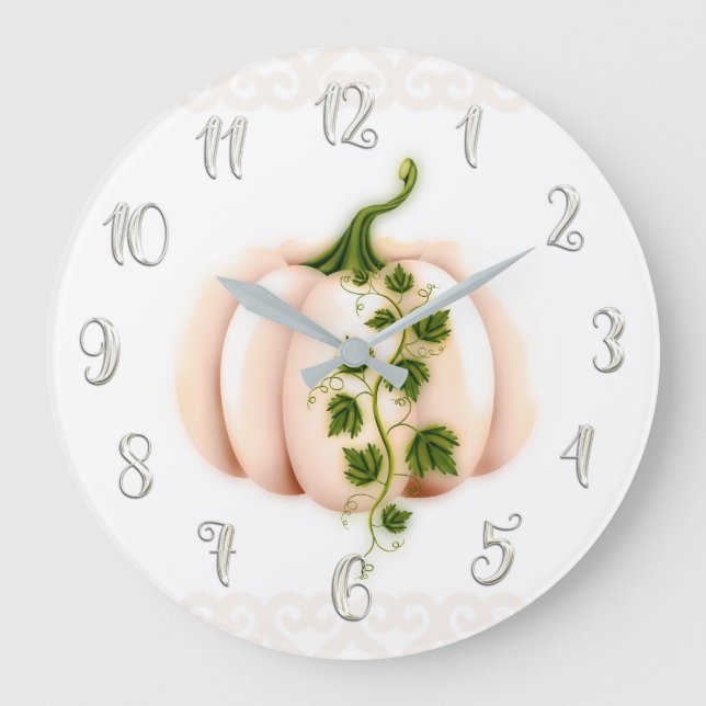 Pale Pink Pumpkin Storybook Chic Large Clock (Front)