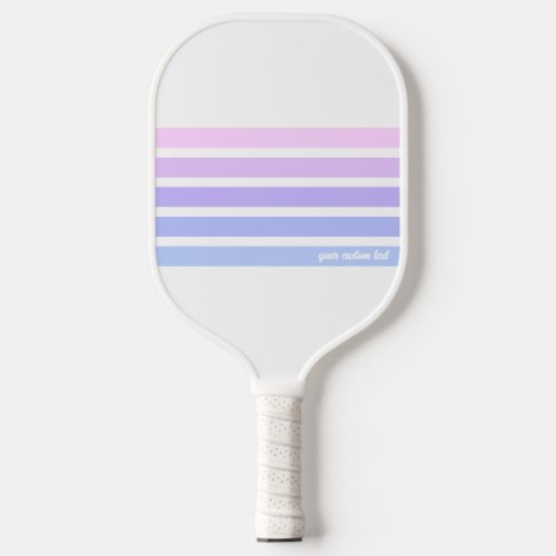 Pale Pink Purple Blue Stripes Personalized Text Pickleball Paddle