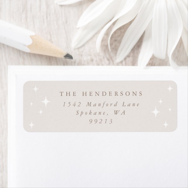 Pale Pink Retro Stars Return Address Label (Insitu)