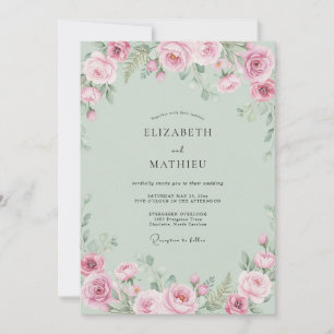 Pale Pink Romantic Blossom Wedding Invitation