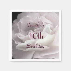 Pale Pink Rose, 40th Birthday Party, Name, Paper Napkins