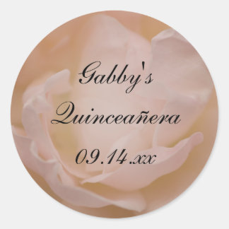 Pale Pink Rose Floral Quinceañera Favor Tag