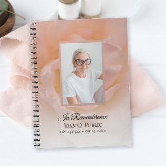 Pale Pink Rose Flower Petals Funeral Guest Book