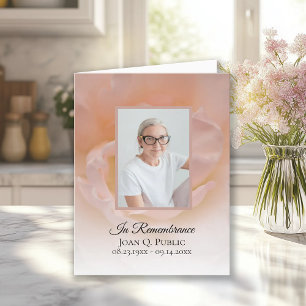 Pale Pink Rose Flower Petals Funeral Sympathy Letterpress Thank You Card