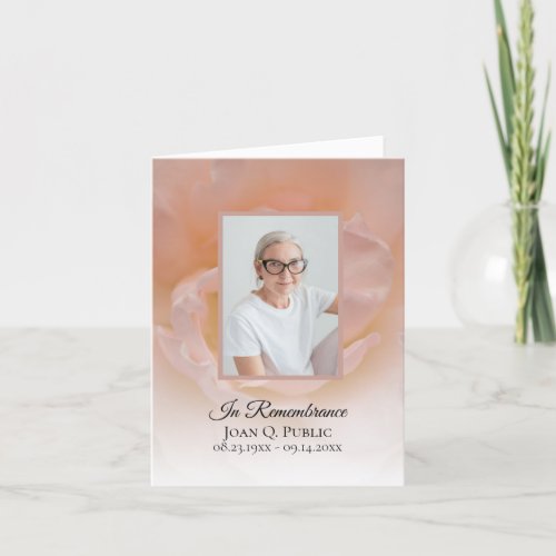 Pale Pink Rose Flower Petals Funeral Sympathy Thank You Card