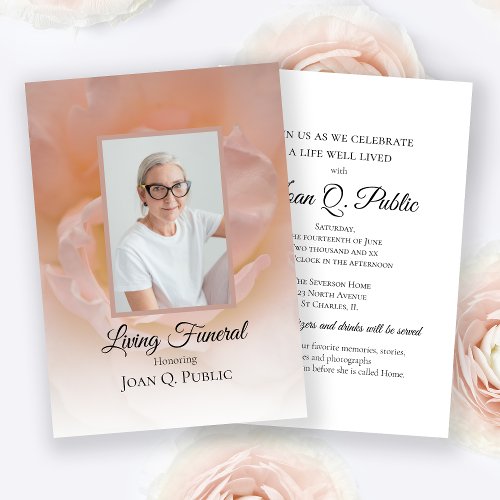 Pale Pink Rose Flower Petals Living Funeral Party Invitation