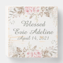Pale Pink Rose Framed Signature Birth Announcement