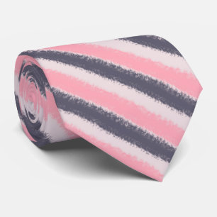 Pale Pink Rose Grayish Purple Rough Texture Stripe Neck Tie