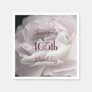 Pale Pink Rose Paper Napkins, 105th Birthday Party Paper Napkins