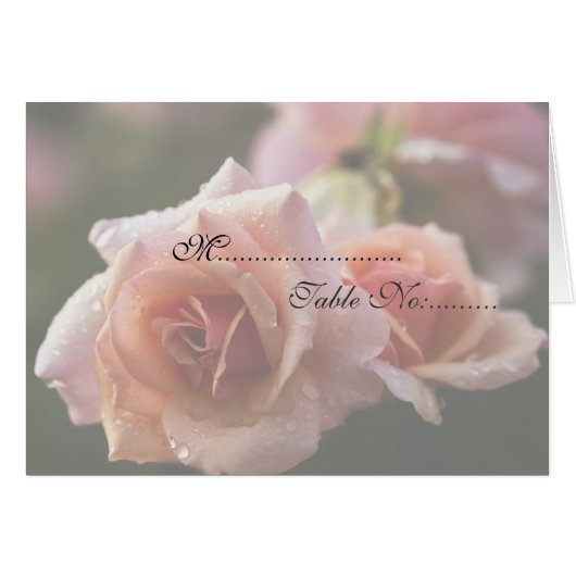 Pale Pink Rose Place Setting Card (Front Horizontal)