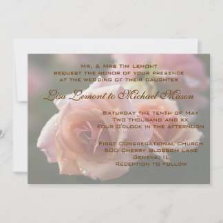 Pale Pink Rose Wedding Invitation Card