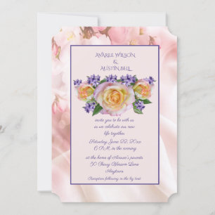 Pale Pink Rose With Purple Accents Invitation